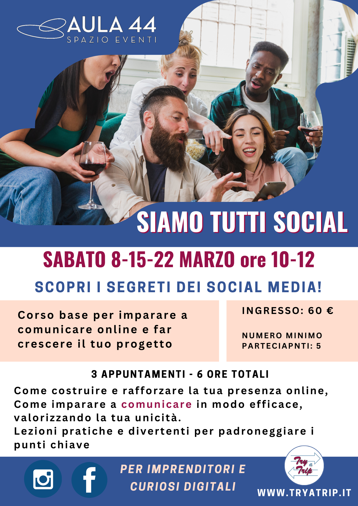 SIAMO TUTTI SOCIAL - corso di 6 ore (8, 15, 22 Marzo ore 10/12)